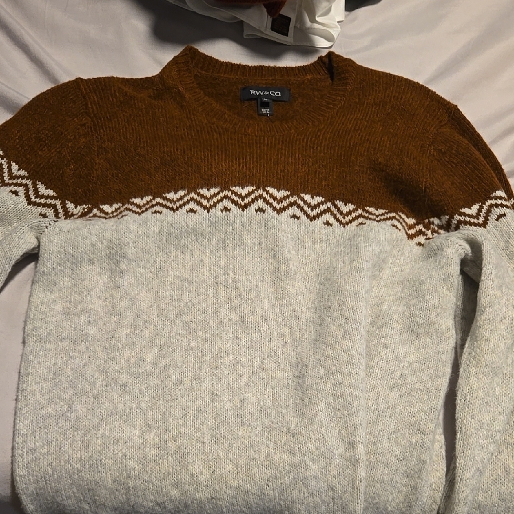 Tasso Elba Men's Brown and Gray Sweater